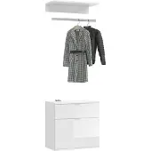 Ebuy24 Kledingkast met garderobestang, project X, breed | wit, glanzend