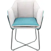 Kayoom Marietta Lounge Stoel| Eetkamerstoelen| Woonkamer, Eetkamer| Hoog Zitcomfort | Petrol/Grijs