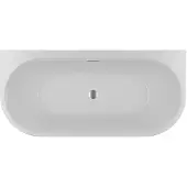 Riho Ligbad Halfvrijstaand Desire B2W Back To Wall 180x84x60 Acryl Glans Wit met Fall Overloop en LED Verlichting Incl. Sifon & Pootset