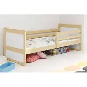 BMS - Eenpersoonsbed - 90x190 cm - Jongeren - Pine/Wit - Met matras