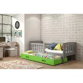 BMS KUBUŚ - Pull-Out Kinderbed - 80x160 cm - Met Matras en Lade - Grafiet/Groen