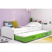 BMS - Pull-Out Jeugdbed - 90x200 cm - Wit/Groen