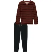 Schiesser Pyjama lang bordeaux / zwart