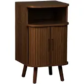 Sweeek Scandinavisch nachtkastje houtdecor 2 schuifdeuren Walnoot