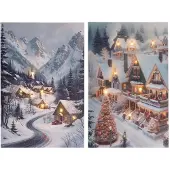 Lumineo Kerst Canvas LED 1,5x38x58cm Multi multi Canvas Schilderij