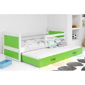 BMS - Jeugdbed - 90x200 cm - Wit/Groen - Met Uitzetlade
