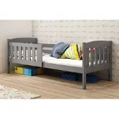 BMS - KUBUŚ Single Youth Bed - 90x190 cm - Graphite - Met Matras