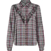 ONLY Blouse 'ONLEVIA CHECK' antraciet / roestrood / wit