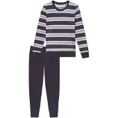 Schiesser Pyjama nachtblauw / donkergrijs / lichtroze