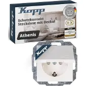 Kopp Athenis wandcontactdoos RA m/deksel KV inbouw Glanzend wit