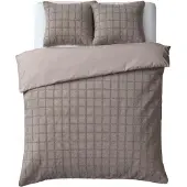 Sleeptime Faux fur dekbedovertrek onderkant microvezel - Check - Taupe - 2-persoons (200x220 + 2st 60x70cm)