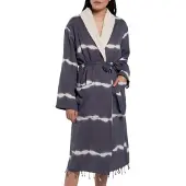 Lalay Gevoerde tie dye badjas dark grey van Lalay