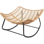 Happy Garden Schommelstoel van kunststof rotan met zwart kussen CINTA