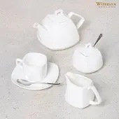 Wilmax - Theekopje & Schotel - 200 ml - Porselein Vierkant
