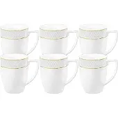 Wilmax England Wilmax kopjes, 450 ml, wit met gouden rand, porselein, set van 6, artikelnummer WL-880102432/A6