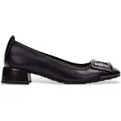 Hispanitas Dames Zwarte leren schoenen (38), Leer, 3 tot 5 cm, Geen, Casual HI254318