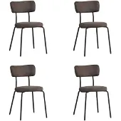 Bronx71 Industriële eetkamerstoel Lyon antraciet eco-leer - Eetkamerstoelen set van 4 - stoel