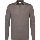Profuomo polo lange mouw bruin 3 knoops