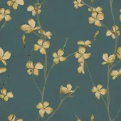 DecoMode Vliesbehang Bloemen Jade - Groen - 10,05m X 53cm