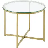 En.casa Salontafel Alavieska rond glas en metaal 42xØ50 cm goud