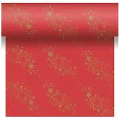 Duni 3-in1 Holiday Star Red 40x480cm Rood rood Papier Tafellaken