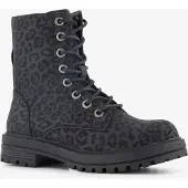 Blue Box meisjes veterboots met luipaardprint zwart maat 33