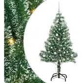 vidaXL Kunstkerstboom Sneeuw Gevlokt met LED Licht Groen en Wit 150 cm