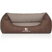 Knuffelwuff orthopedisch hondenbed Outlander van laser-gewatteerd kunstleer Bruin/Grijs