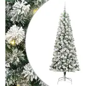 vidaXL Kunstmatige Hinged Kerstboom met 300 LED Groen en Wit 210 cm