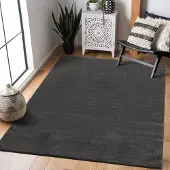 Muratap Uni effen laagpolig vloerkleed modern donker 80x200 cm