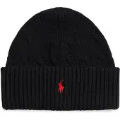 Ralph Lauren Katoenen muts in zwart kabelbreisel (S/M), Casual 323980663003