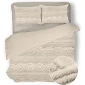 Eleganzzz Dekbedovertrek Jacquard Teddy Pluche - warm sand 200x200/220cm