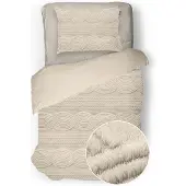 Eleganzzz Dekbedovertrek Jacquard Teddy Pluche - warm sand 140x200/220cm