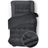 Eleganzzz Dekbedovertrek Jacquard Teddy Pluche - dark grey 140x200/220cm