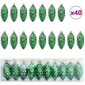 vidaXL Kerstdennenappelbal 40 st Groen 4 x 9 cm Kunststof LED's