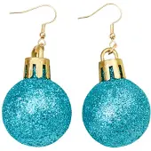 Marama - Oorbellen Kerstbal Blauw-Glitter - Lichtgewicht