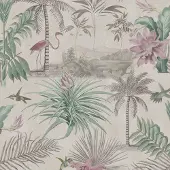 DecoMode Vliesbehang Paradise - Grijs - Groen - 10,05m X 53cm