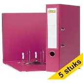 123inkt Aanbieding: 5x ordner A4 plastic roze 80 mm