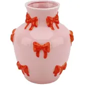 House Vitamin Vase flower vase ribbons dolomite pink/orange 14x14x19cm