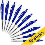 123inkt balpen met drukknop blauw (50 stuks)
