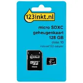 123inkt Micro SDXC geheugenkaart class 10 inclusief adapter - 128GB