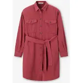 Sissy-Boy Donkerrode midi jurk met ceintuur | Maat: L