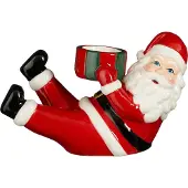 House of Seasons Waxinelichthouder Kerstman Rood / Wit 20 X 9 X 13 Cm