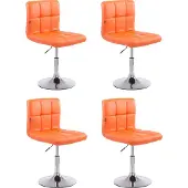 CLP 4-delige set loungestoelen Palma V2, bekleed met kunstleer. De loungestoelen zijn in hoogte verstelbaar en draaibaar. Kleur: oranje