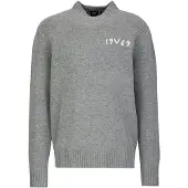 19V69 Italia Trui 'Anteo' grijs gemêleerd / wit