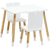Roba Houten kindertafel met 2 stoeltjes (Wit)