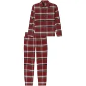 Schiesser Pyjama ' Selected Premium Warming ' bourgogne / wit