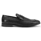 WITTCHEN Heren Leren Mocassins met Visgraatmotief Zwart Echt Leer