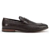 WITTCHEN Heren Leren Mocassins met Visgraatmotief, Donkerbruin, Natuurlijk Leer
