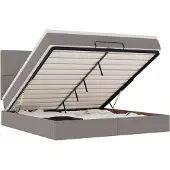 vidaXL Ottomanbed met matras en LED-verlichting, taupe, 200x200 cm, gestoffeerd